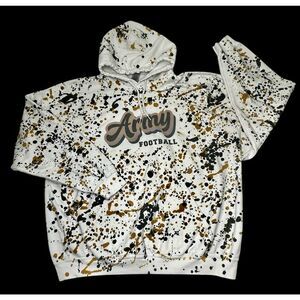 Army Football Paint Blotch Spatter White Hoodie Sweatshirt Size XXL/ 2XL